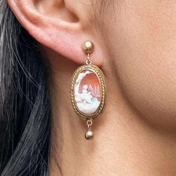 Vintage Cameo Drop Earrings