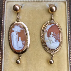 Vintage Cameo Drop Earrings