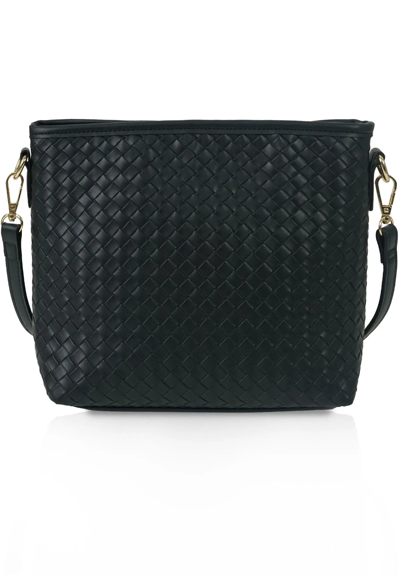 VOIR HANNAH Woven Embossed Zipper Crossbody Bag