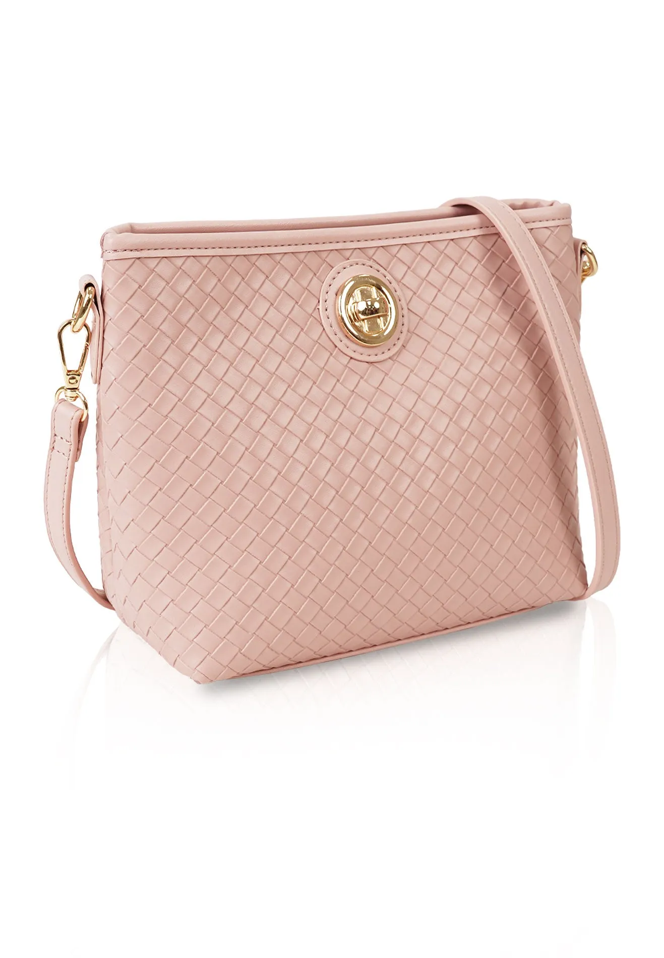 VOIR HANNAH Woven Embossed Zipper Crossbody Bag