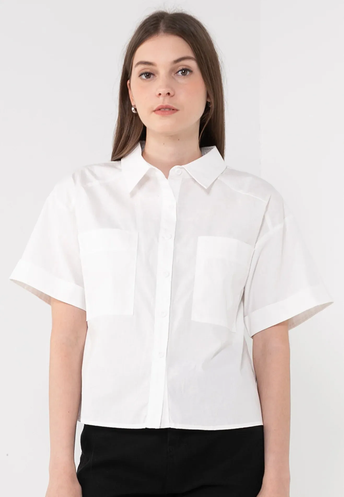 VOIR JEANS Collar Neck Double Front Pockets Shirt