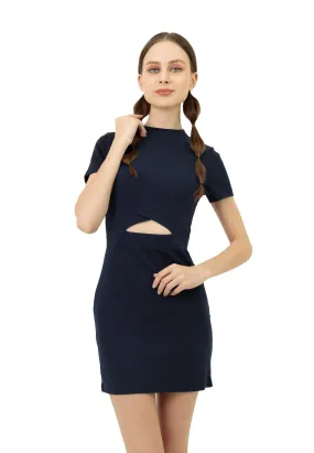 VOIR JEANS Cut-Out Knit Day Dress