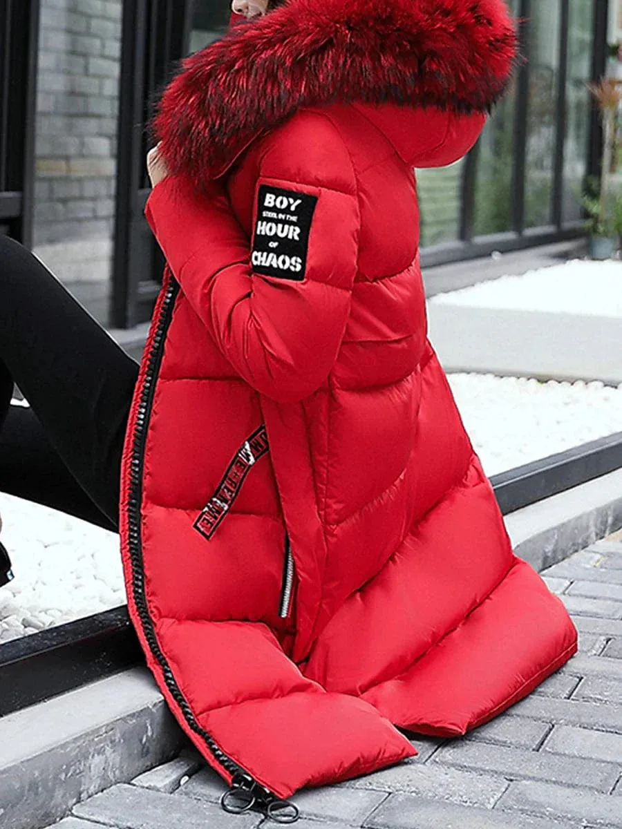 Windproof Women's Long Parka Jacket for Valentine's Day and Winter