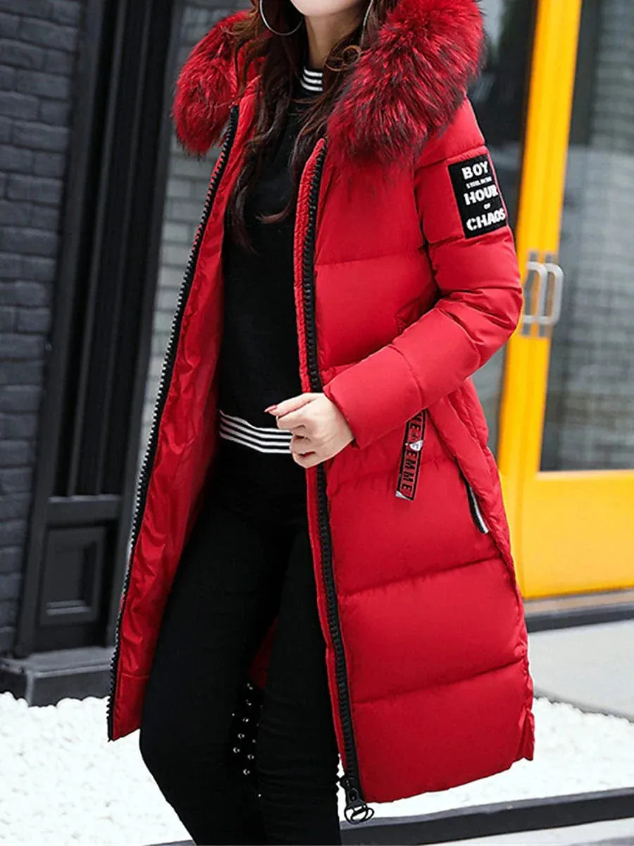 Windproof Women's Long Parka Jacket for Valentine's Day and Winter