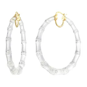 XL Clear Lucite Bamboo Hoop Earrings