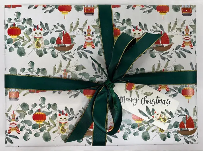  X'mas Garland White  Wrapping Paper