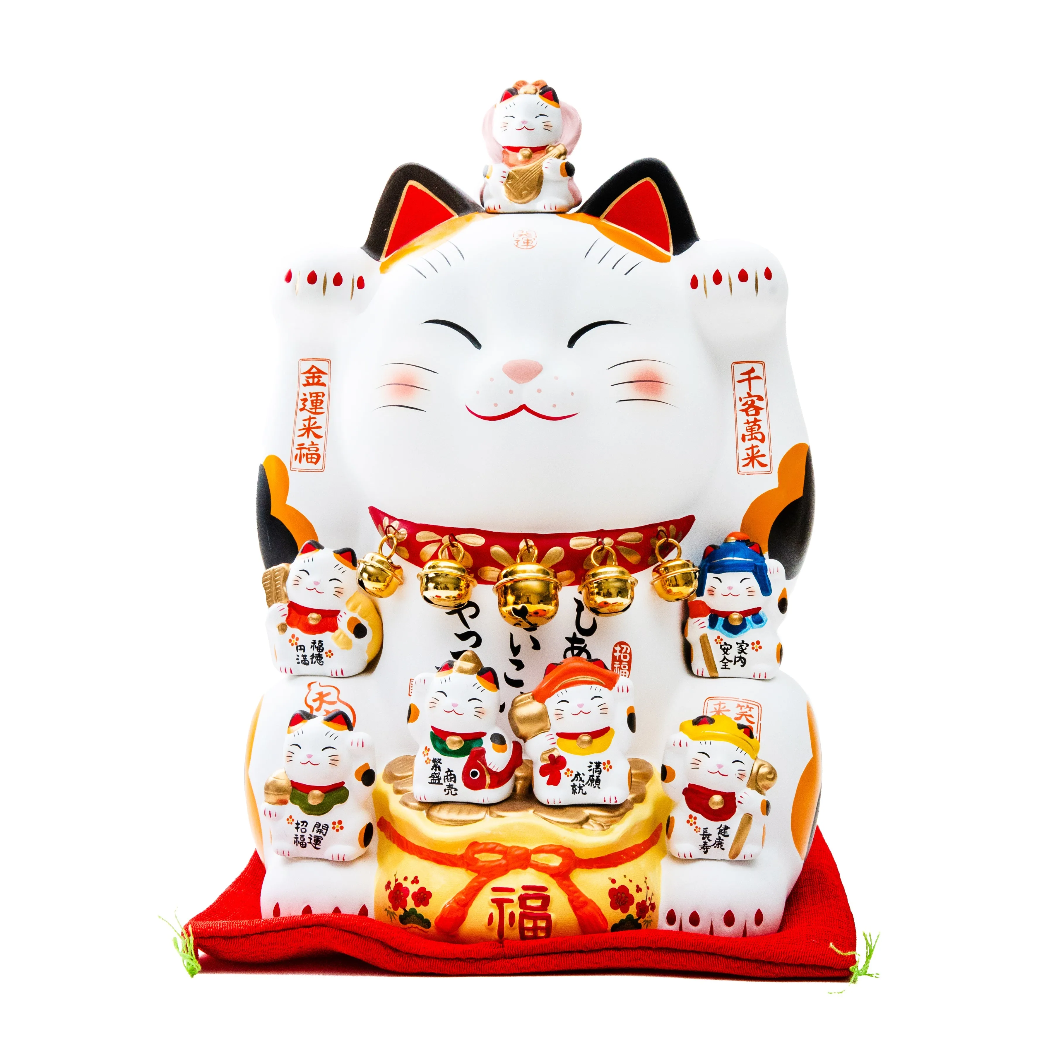 Yakushigama Ceramics Giant Beckoning Cat with Seven Lucky Gods