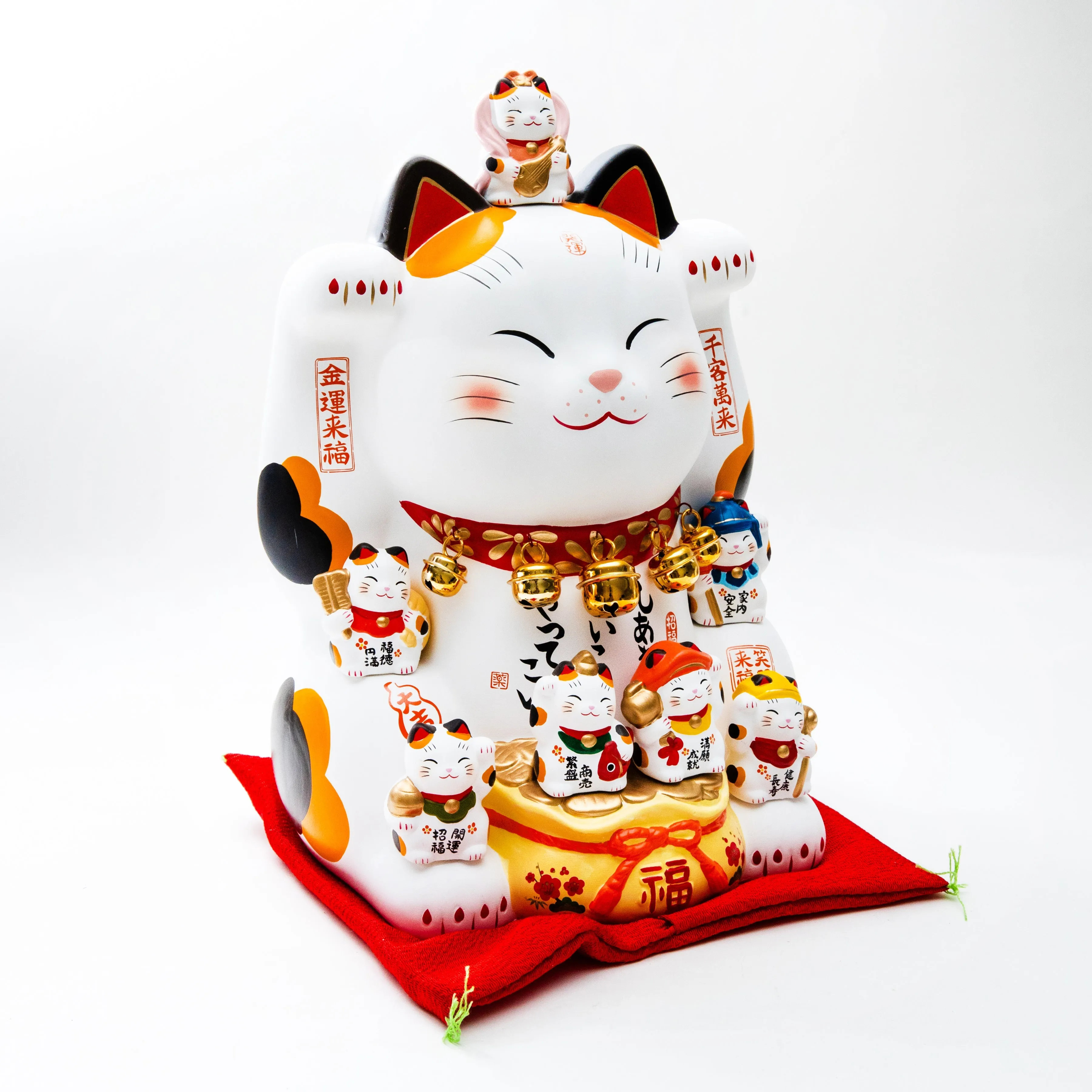 Yakushigama Ceramics Giant Beckoning Cat with Seven Lucky Gods